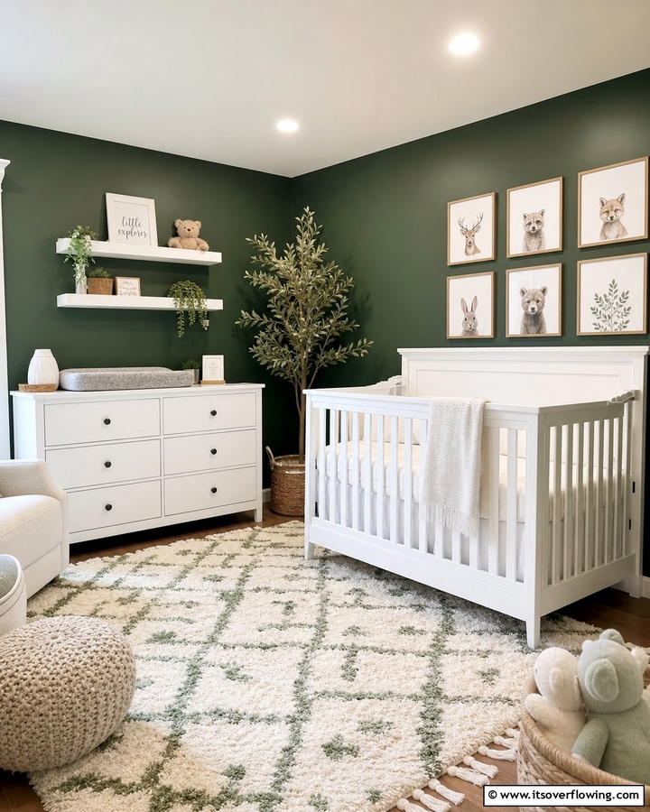 Dark Green and White Color Scheme - 20 Dark Green Nursery Ideas for a Calming Space