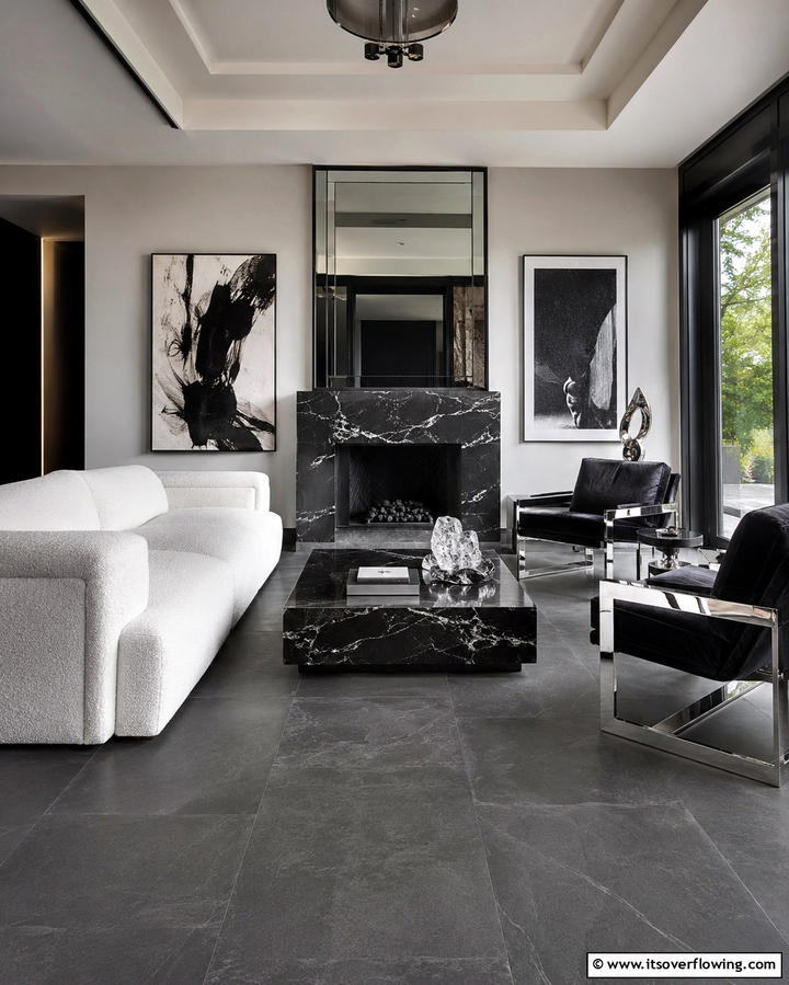 Dark Grey Flooring for a Sophisticated Touch - 30 Grey Flooring Living Room Ideas for Modern Elegance
