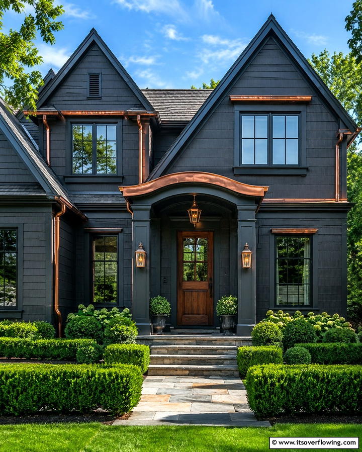 Dark Grey with Copper AccentsOne - 25 Dark Grey House Exterior Ideas for a Bold Statement