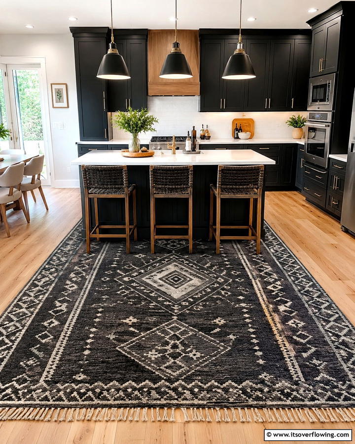 Dark Kitchen Rugs for Comfort - 25 Dark Kitchen Ideas for a Bold and Modern Look