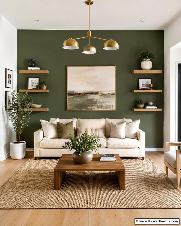 Dark Olive Green Accent Walls - 25 Dark Olive Green House Designs for a Modern Look