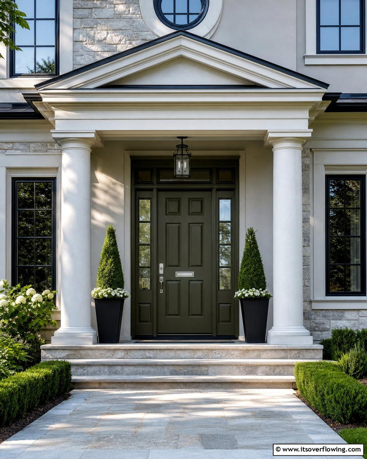 Dark Olive Green for a Sophisticated Look - 20 Olive Green Front Door Ideas for a Bold Statement