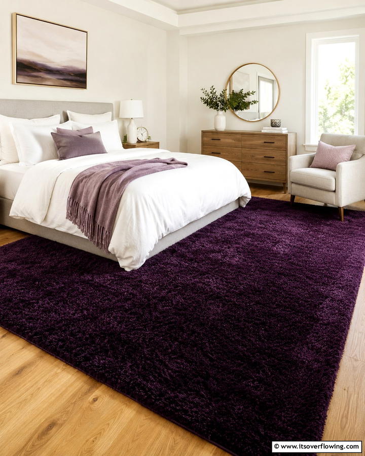 Dark Purple Area Rug for a Cozy Vibe - 30 Dark Purple Bedroom Ideas for Dramatic Luxury Spaces