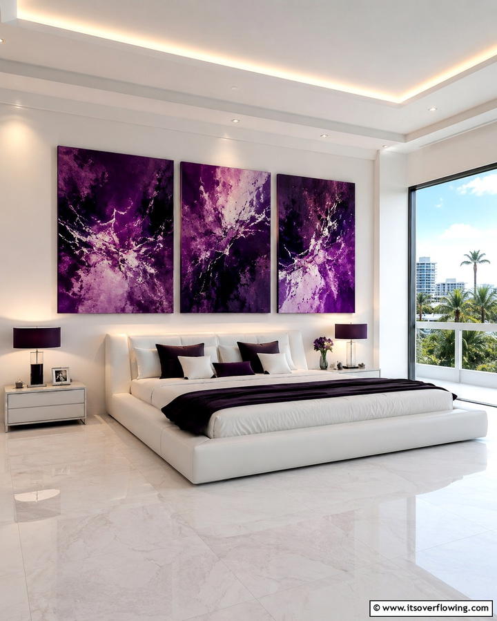 Dark Purple Artwork - 30 Dark Purple Bedroom Ideas for Dramatic Luxury Spaces