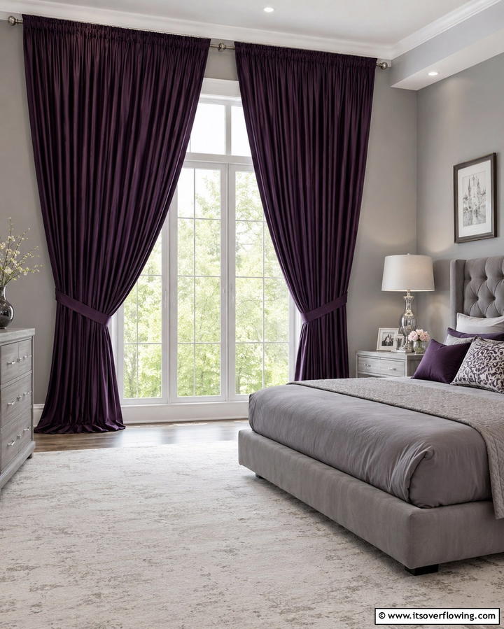 Dark Purple Curtains for a Dramatic Look - 30 Dark Purple Bedroom Ideas for Dramatic Luxury Spaces