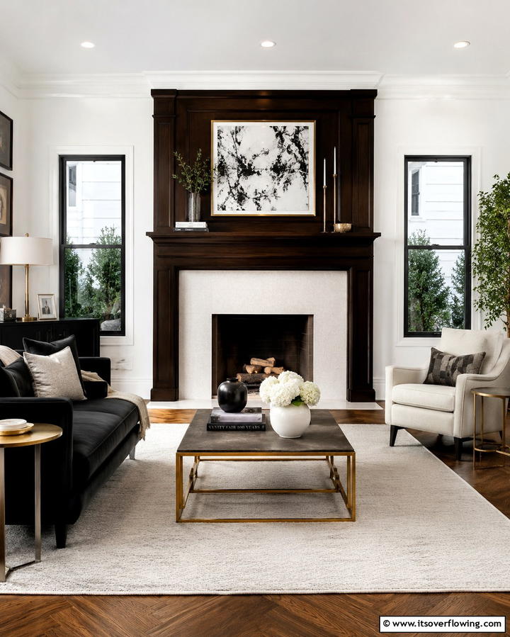 Dark Stained Mantel - 20 Wood Mantel Ideas for a Cozy and Stylish Fireplace