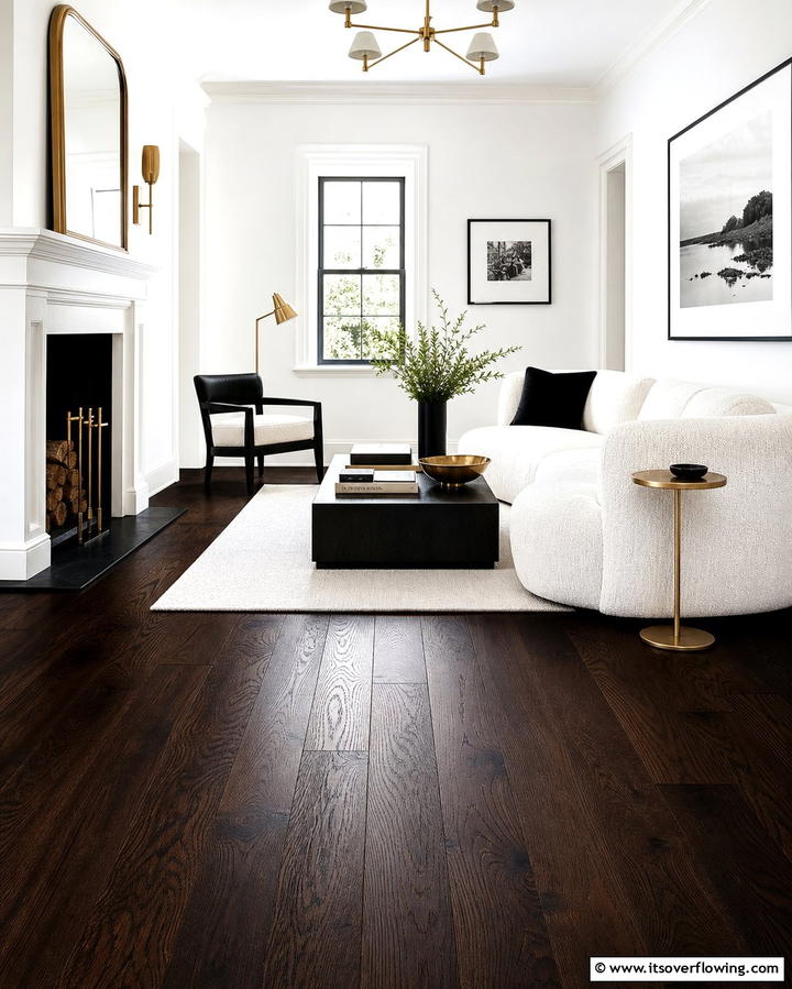 Dark Stained Wood Floors - 25 Living Room Wood Floor Ideas for a Warm Ambiance