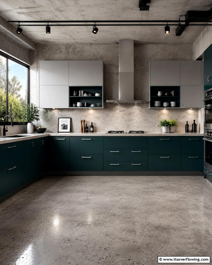 Dark Teal and Light Gray Elegance - 25 Two-Tone Kitchen Cabinet Ideas for a Modern Look