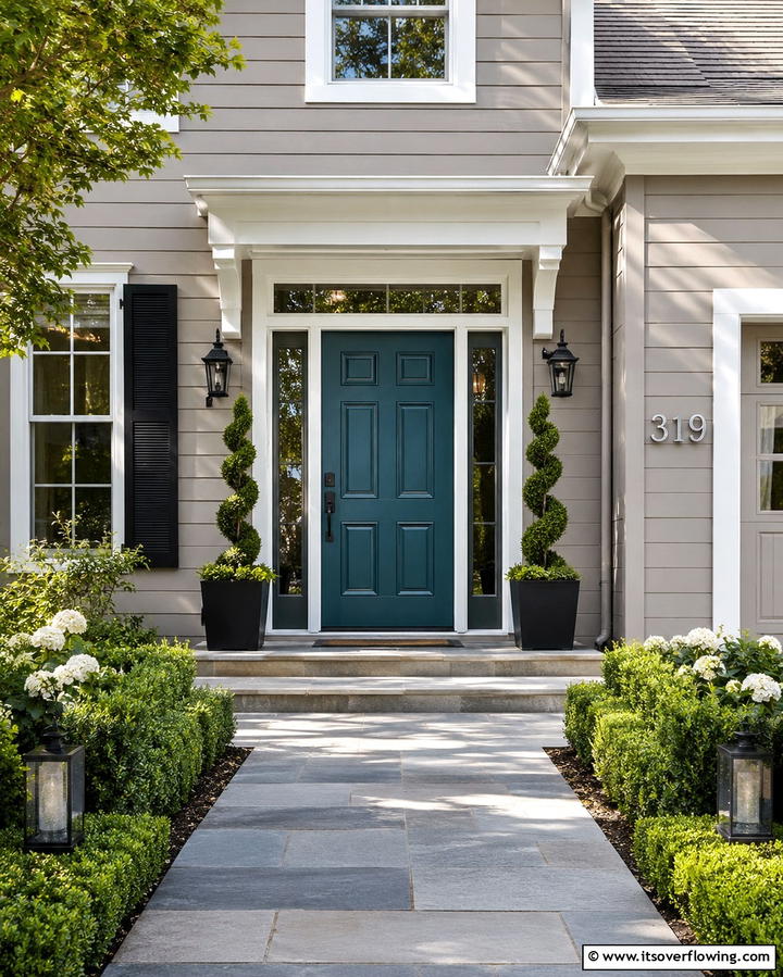 Dark Turquoise for a Sophisticated Look - 20 Turquoise Front Door Ideas for a Pop of Color