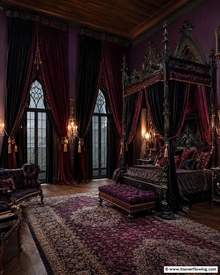 Dark Velvet Curtains - 20 Vampire Bedroom Ideas for a Dark and Mysterious Vibe