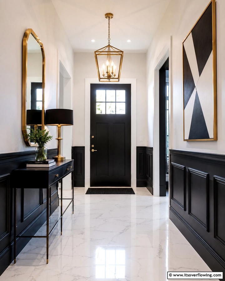 Dark Wainscoting for a Dramatic Effect - 20 Creative Wainscoting Entryway Ideas to Welcome Guests