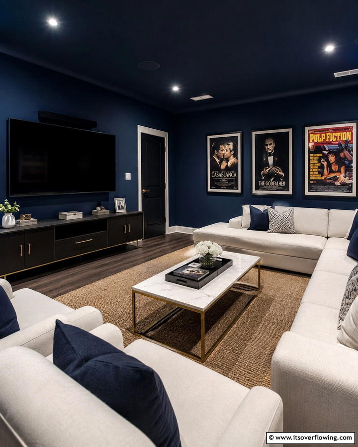 Dark Wall Paint for Enhanced Viewing - 30 Media Room Ideas for Ultimate Living Room Entertainment