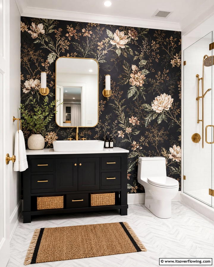 Dark Wallpaper Patterns - 25 Dark Bathroom Ideas for Moody and Chic Spaces