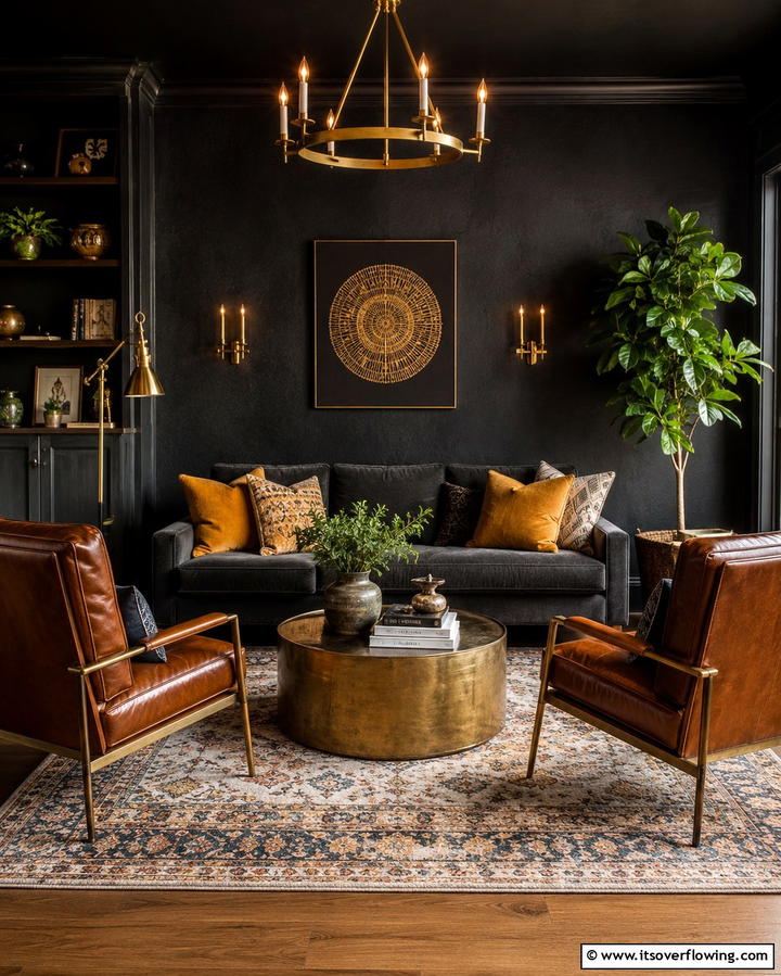 Dark Walls for Drama - 25 Moody Boho Living Room Ideas for a Cozy Vibe