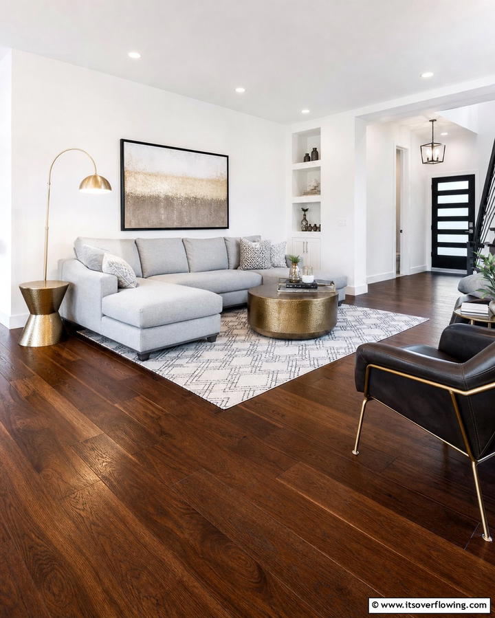 Dark Walnut Floors in a Modern Living Room - 25 Dark Walnut Floors for Rooms with Timeless Appeal