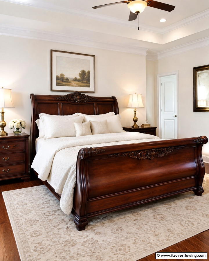Dark Wood Bed Frame as a Focal Point - 25 Dark Wood Bedroom Ideas for a Sophisticated Look