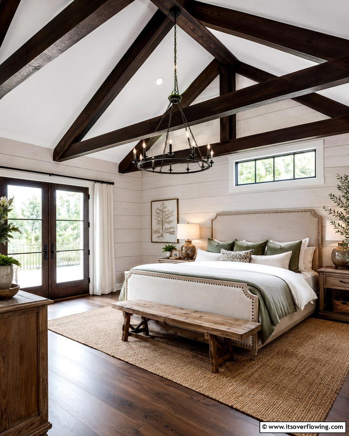 Dark Wood Ceiling Beams for Rustic Charm - 25 Dark Wood Bedroom Ideas for a Sophisticated Look