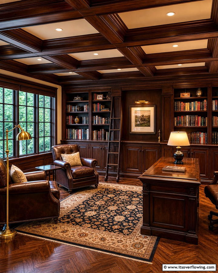 Dark Wood Coffered Ceiling - 25 Elegant Coffered Ceiling Ideas for Any Room