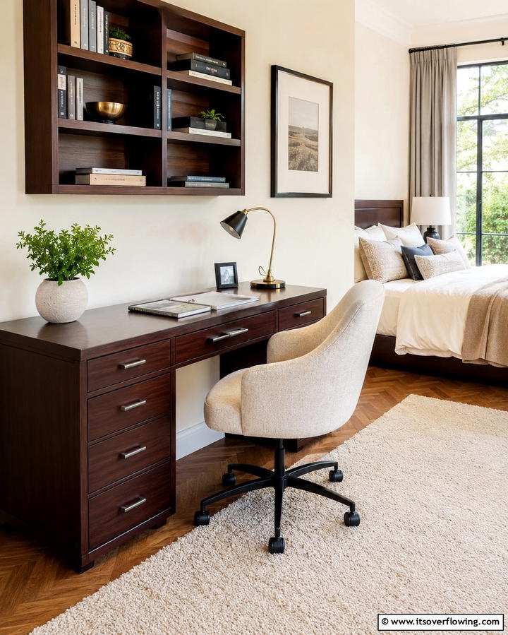Dark Wood Desks for a Functional Corner - 25 Dark Wood Bedroom Ideas for a Sophisticated Look