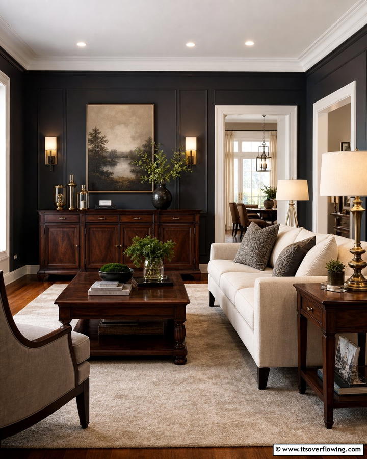 Dark Wood Furniture for Timeless Appeal - 20 Moody Living Room Ideas for a Dramatic Atmosphere