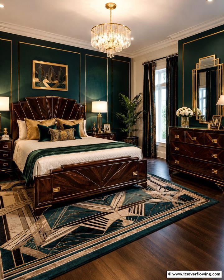Dark Wood Furniture - 25 Art Deco Bedroom Ideas for a Timeless Look