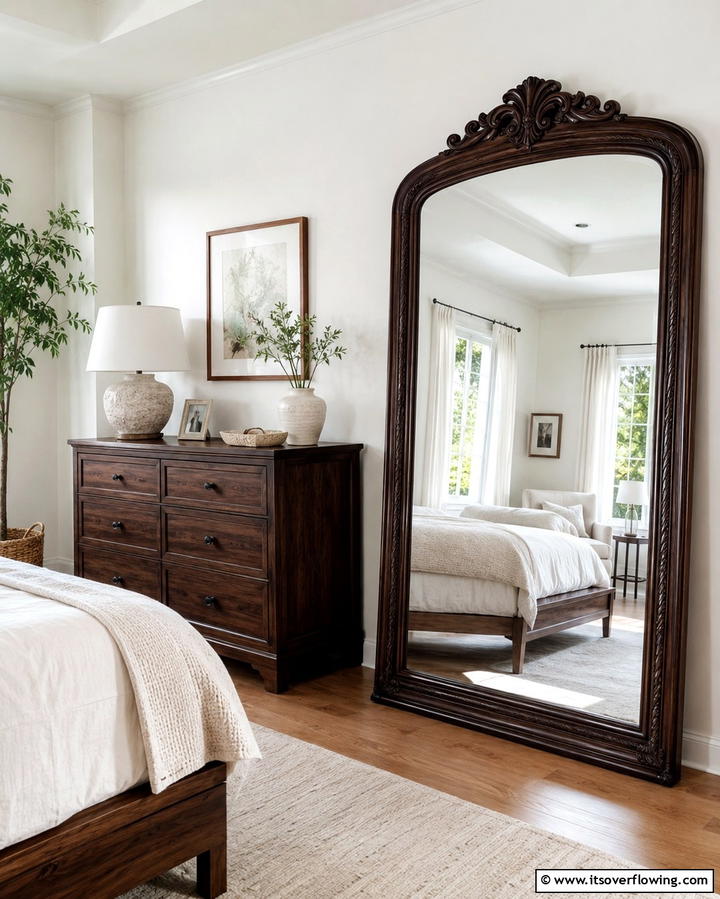 Dark Wood Mirrors for Reflective Elegance - 25 Dark Wood Bedroom Ideas for a Sophisticated Look