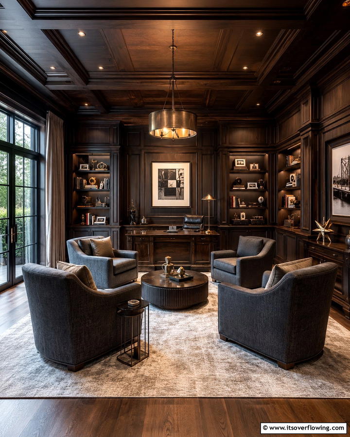 Dark Wood Paneling - 30 Sophisticated Cigar Room Designs for Luxurious Relaxation