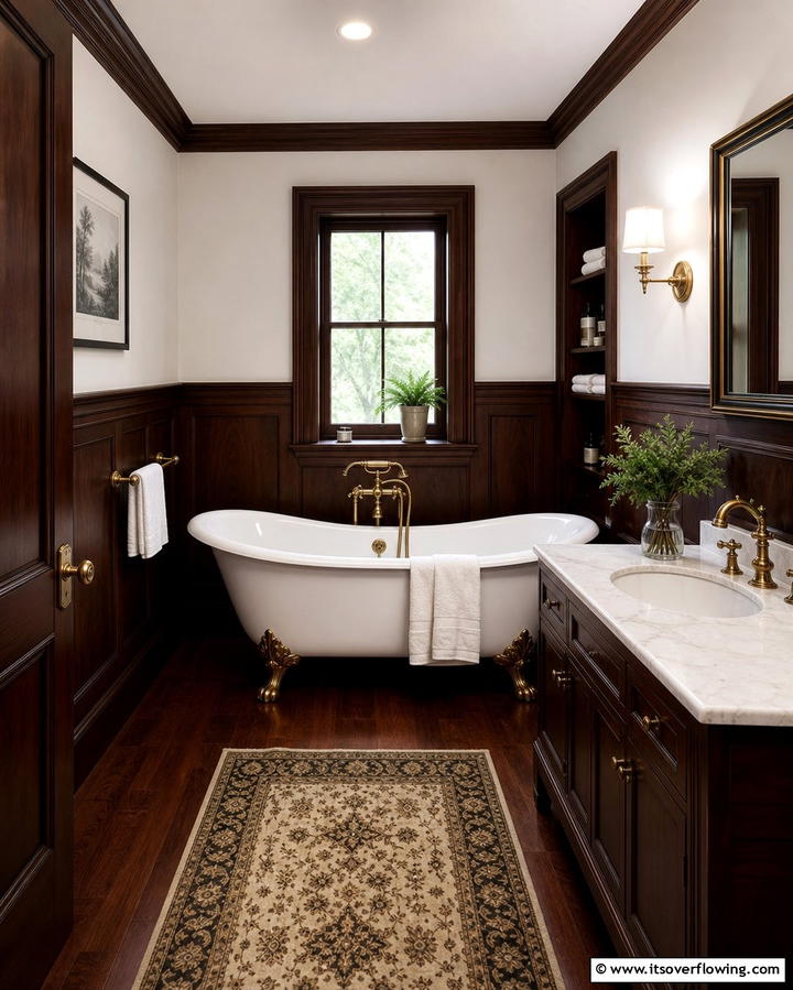 Dark Wood Paneling - 25 Victorian Bathroom Ideas for a Luxurious Retreat