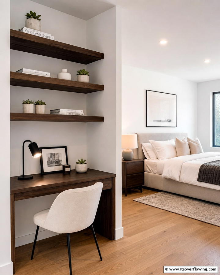 Dark Wood Shelving for Practical Display - 25 Dark Wood Bedroom Ideas for a Sophisticated Look
