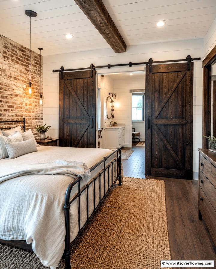 Dark Wood Sliding Barn Doors - 25 Dark Wood Bedroom Ideas for a Sophisticated Look