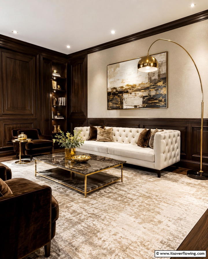 Dark Wood Wainscoting - 30 Elegant Living Room Wainscoting Ideas for Modern Homes