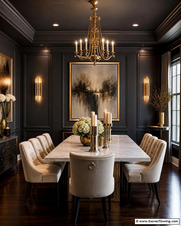 Dark and Moody Hues for Sophistication - 25 Vibrant Colorful Dining Room Ideas for a Fun Space