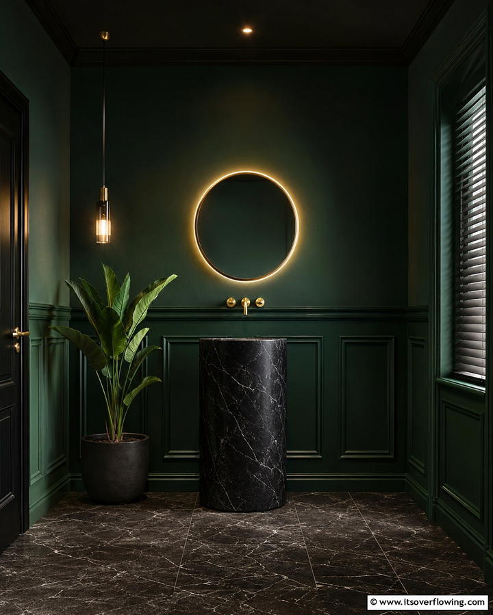 Dark and Moody Wainscoting - 25 Powder Room Wainscoting Ideas for a Chic Look