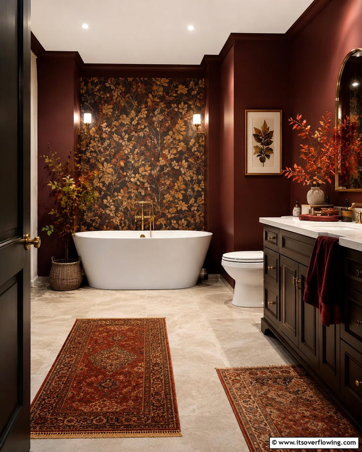 Darker Paint or Wallpaper - 25 Fall Bathroom Decor Ideas for a Seasonal and Stylish Update