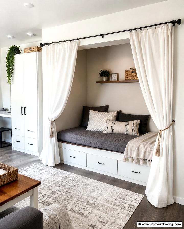 Daybed with Curtains for Privacy - 25 Daybed Ideas for Small Spaces to Maximize Comfort