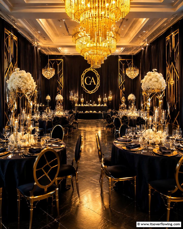 Dazzling String Lighting - 25 Glamorous Great Gatsby Wedding Theme Ideas
