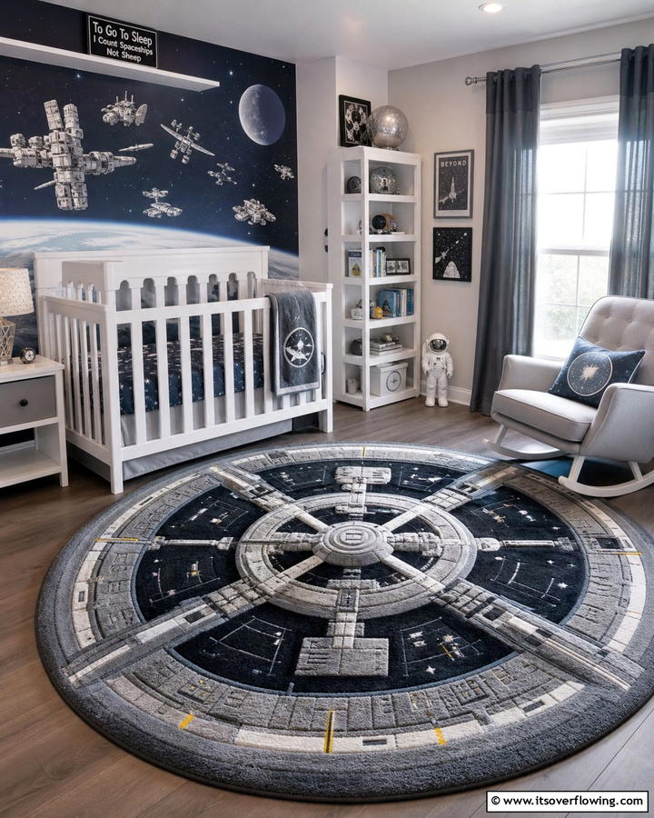 Death Star Rug - 20 Star Wars Nursery Ideas for the Ultimate Fan Baby Room