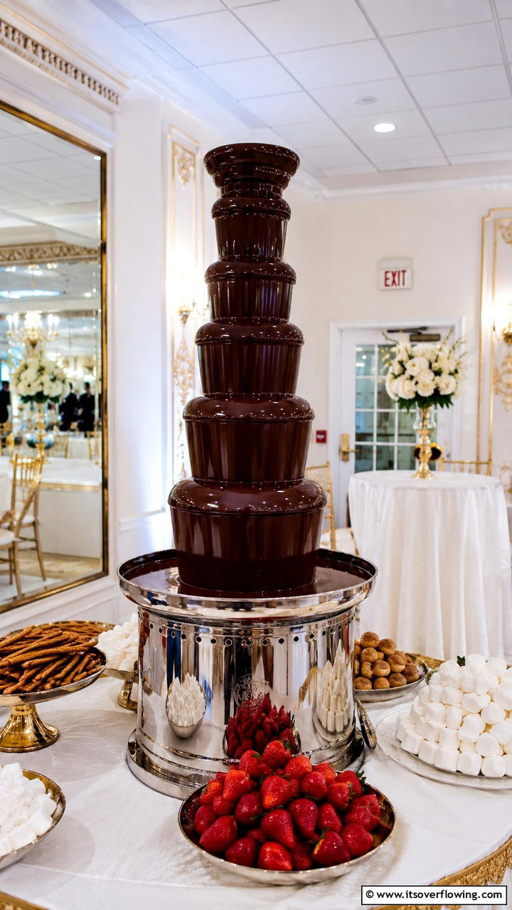 Decadent Chocolate Fountain - 21 Delicious Wedding Dessert Ideas for a Sweet Celebration