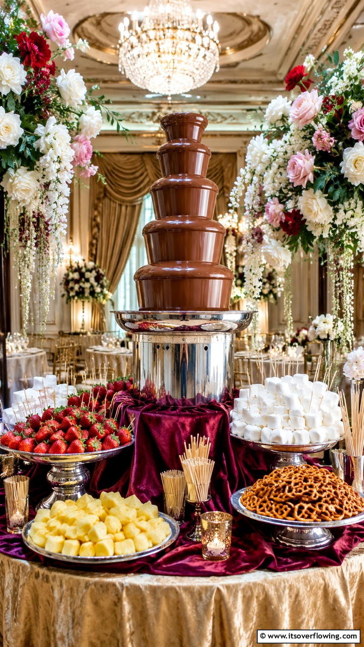 Decadent Chocolate Fountain - 21 Creative Wedding Food Ideas for a Unique Reception Menu