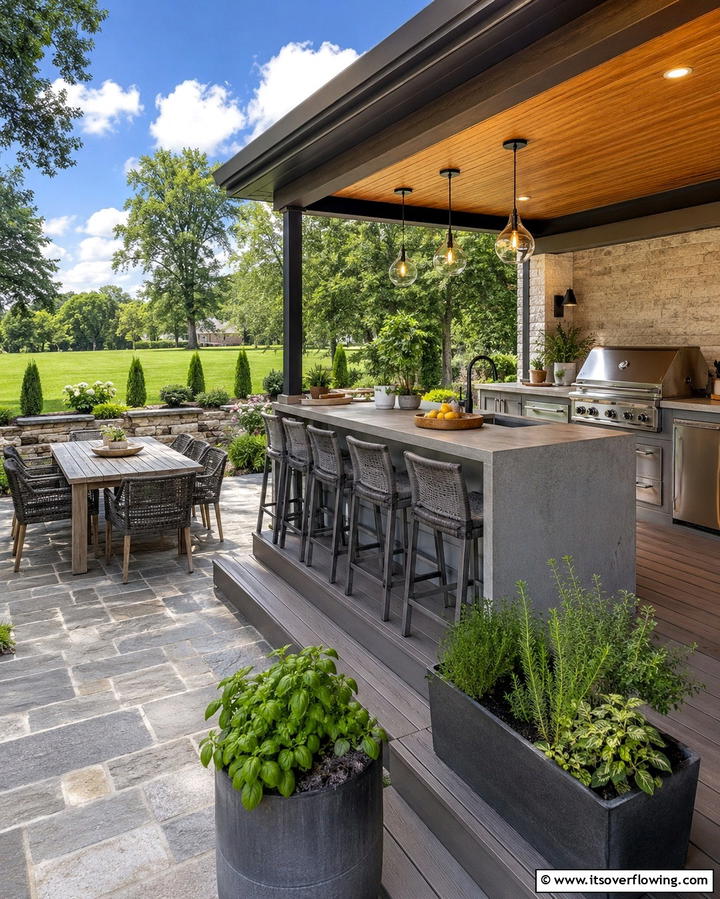 Deck and Patio with Outdoor KitchenExact - 25 Deck and Patio Combination Ideas for a Versatile Outdoor Space