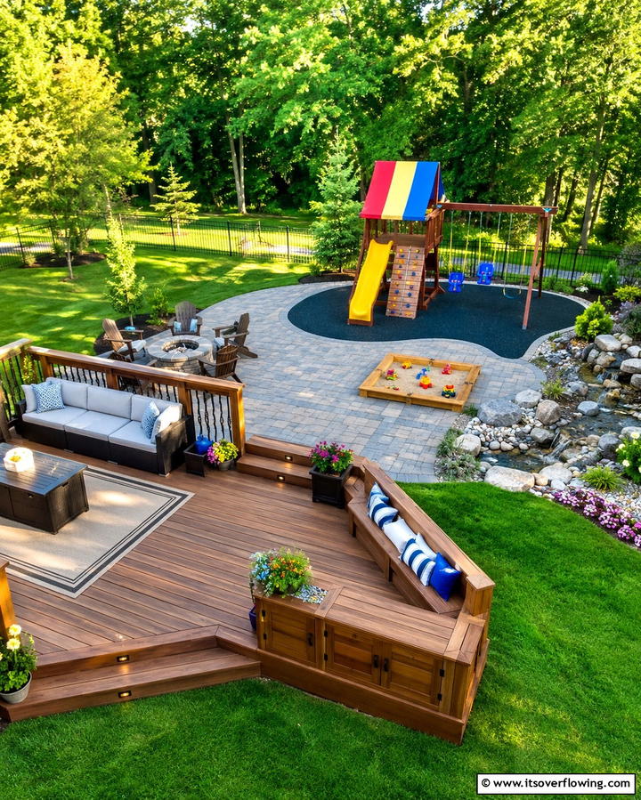 Deck and Patio with Play Area - 25 Deck and Patio Combination Ideas for a Versatile Outdoor Space
