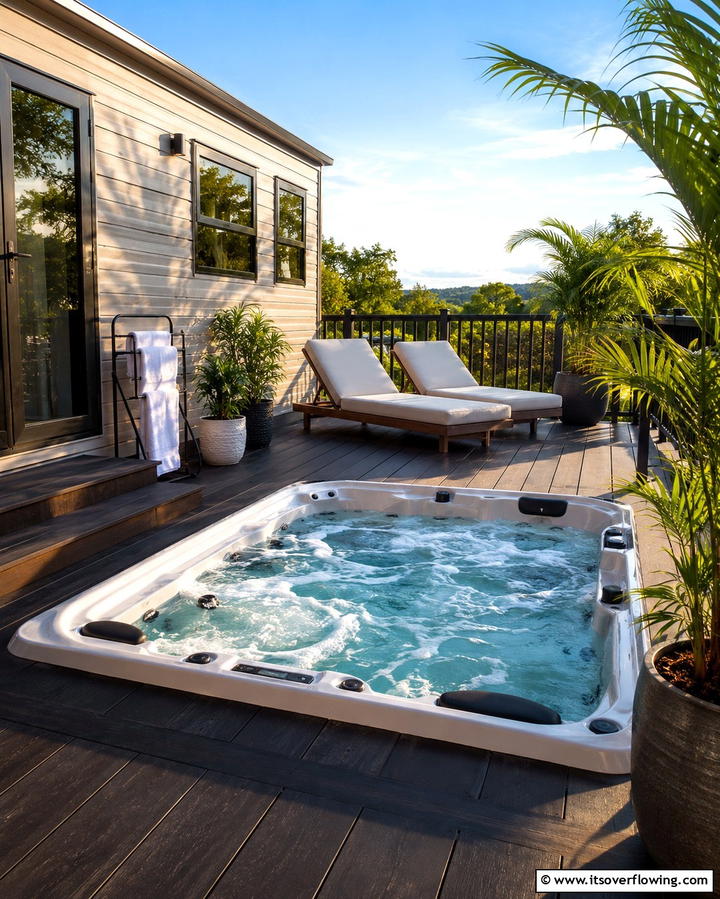 Deck with Hot Tub - 25 Mobile Home Deck Ideas to Enhance Your Outdoor Living