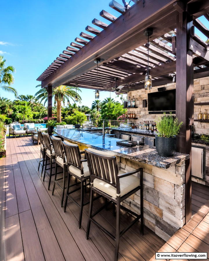 Deck with Outdoor Bar - 30 Large Deck Ideas for Expansive Outdoor Living Spaces