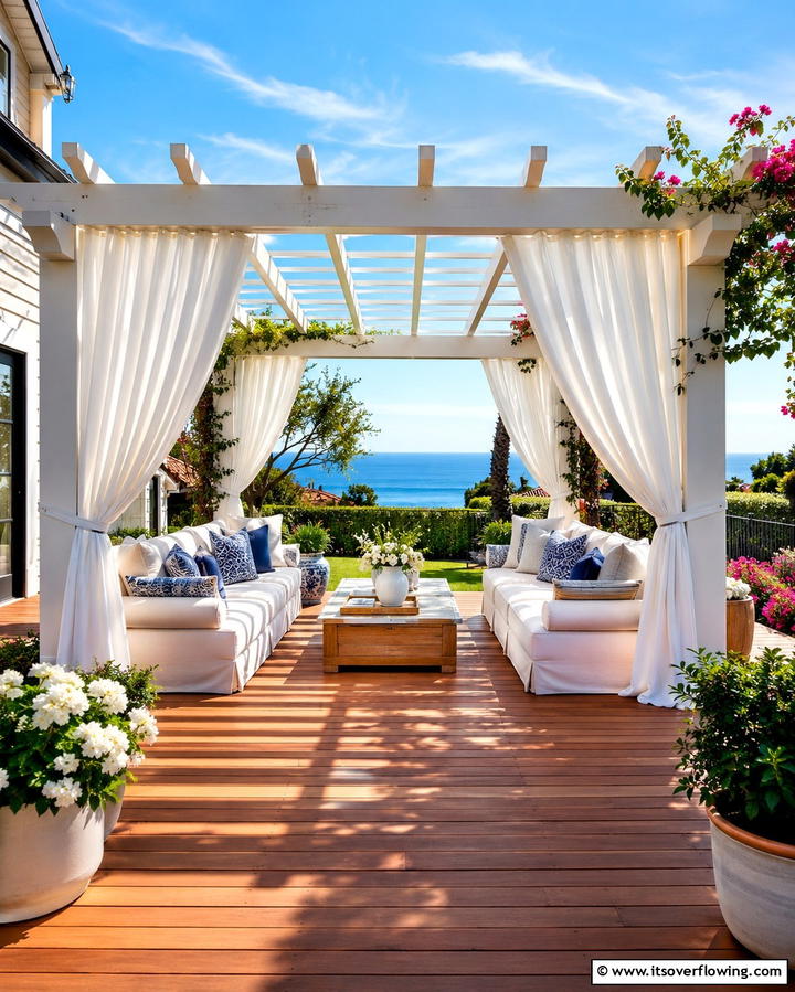 Deck with Pergola and Curtains - 30 Large Deck Ideas for Expansive Outdoor Living Spaces