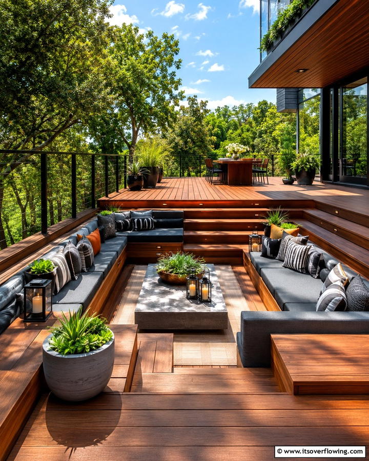 Deck with Sunken Living Area - 30 Large Deck Ideas for Expansive Outdoor Living Spaces