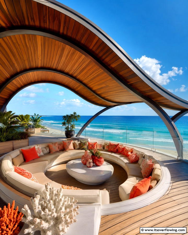Deck with a Curved Roof - 30 Partially Covered Deck Ideas for Flexible Outdoor Living
