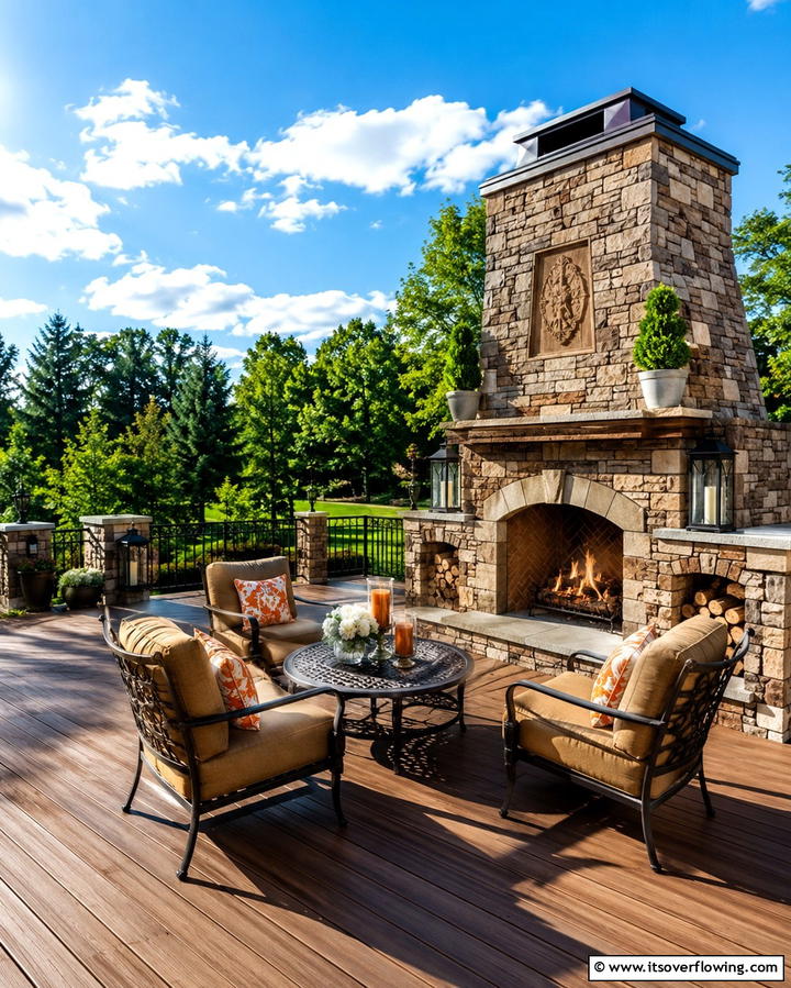 Decks with Outdoor Fireplaces - 25 Wood Deck Ideas for Outdoor Living Spaces