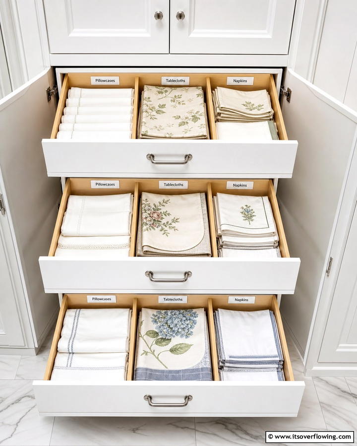 Decluttered Linen Drawers - 30 Linen Closet Organization Ideas for Maximized Storage