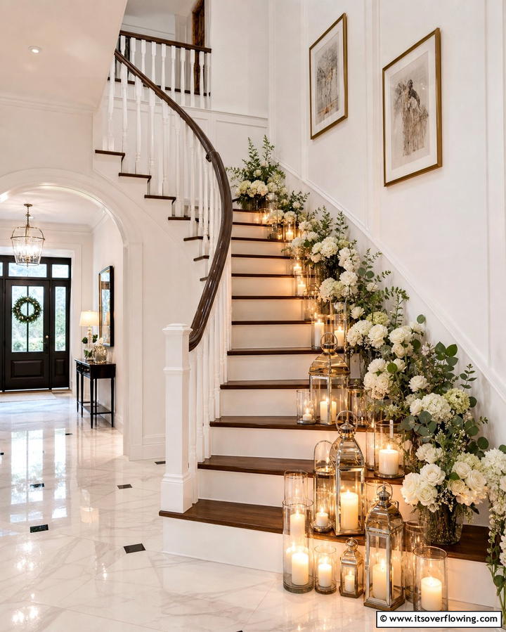 Decorate Staircases with Candle Arrangements - 25 Decorating With Candles Ideas for a Warm and Inviting Home