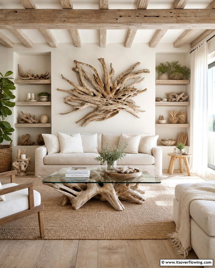 Decorate with Driftwood - 25 Earthy Living Room Decor Ideas for a Cozy Ambiance
